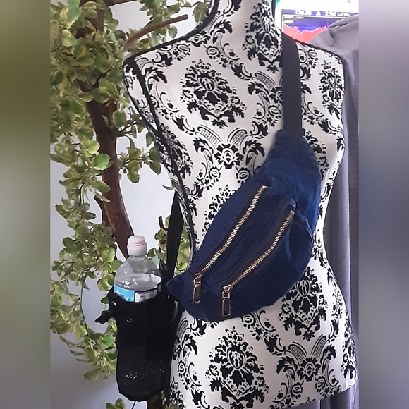 DENIM DOUBLE ZIPPER/MESH WATER HOLDER TWO WAY WEAR - Picture 1 of 8